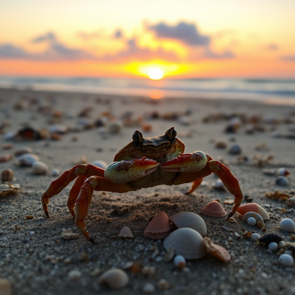 Crab conducting an orchestra of seashells…