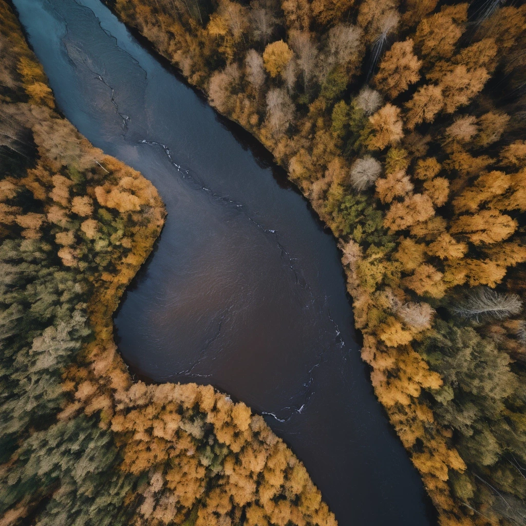 River winding through an autumn forest