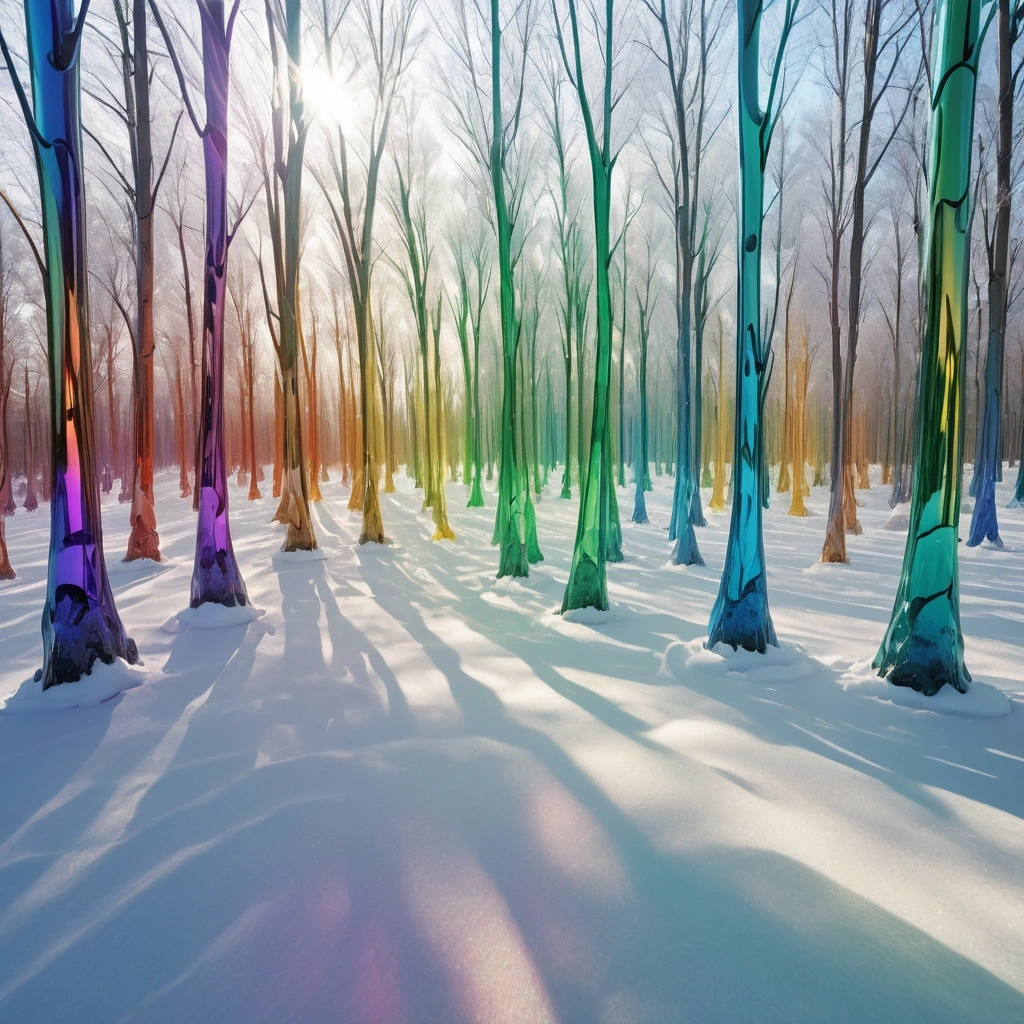 Forest of glass trees ringing in the wind