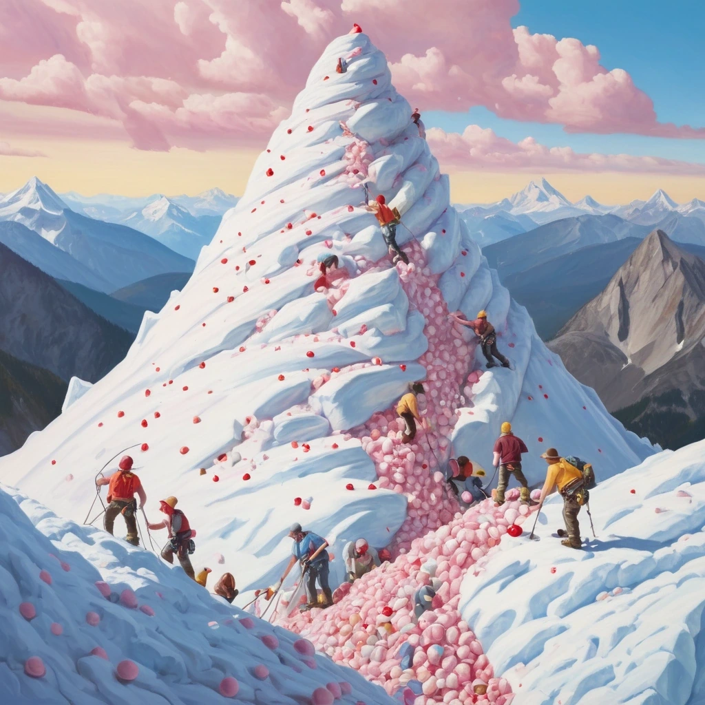 Mountaineers climbing a mountain of ice cream…