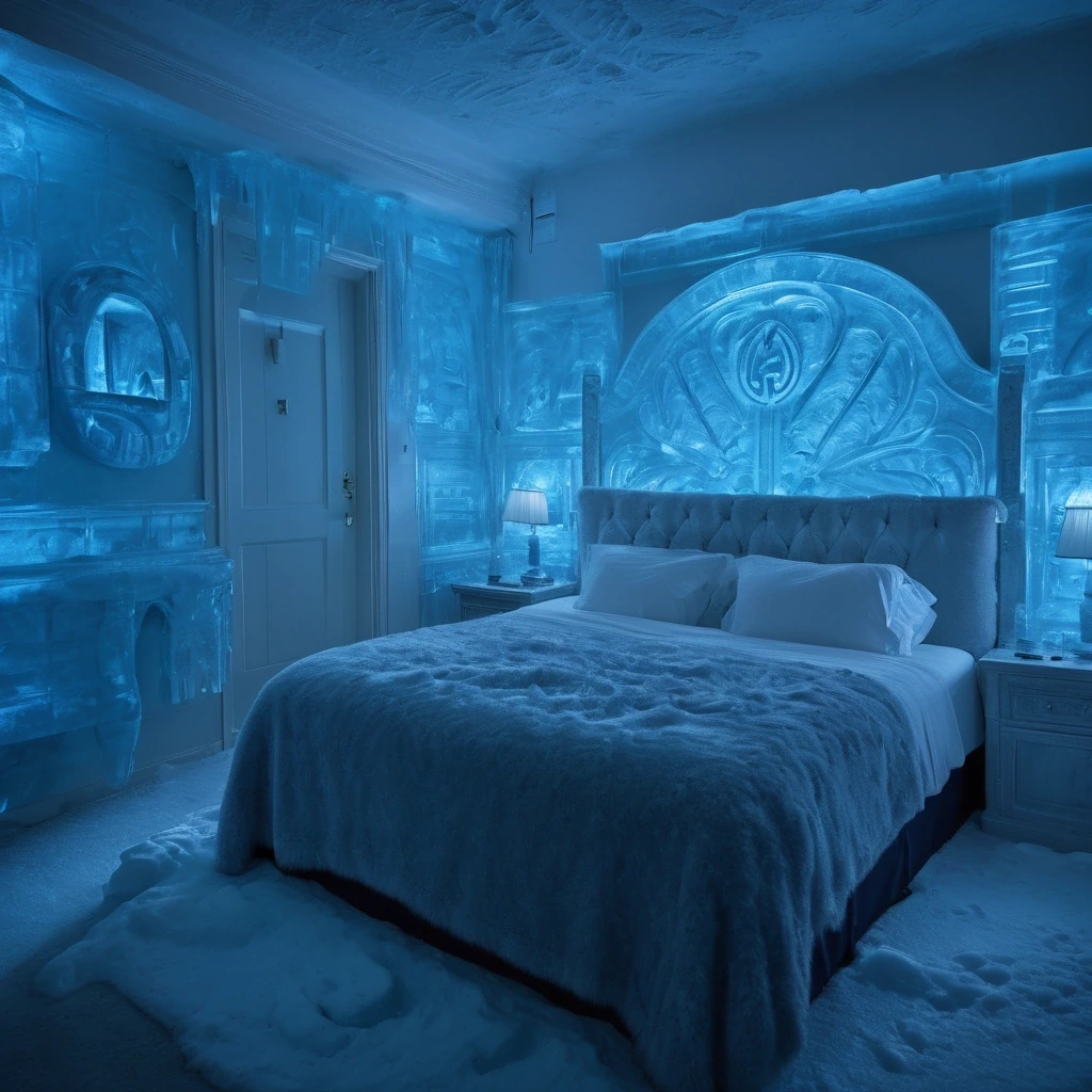 Hotel room carved from ice