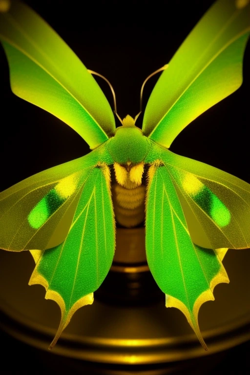 Luna moth resting on a lit lantern at night