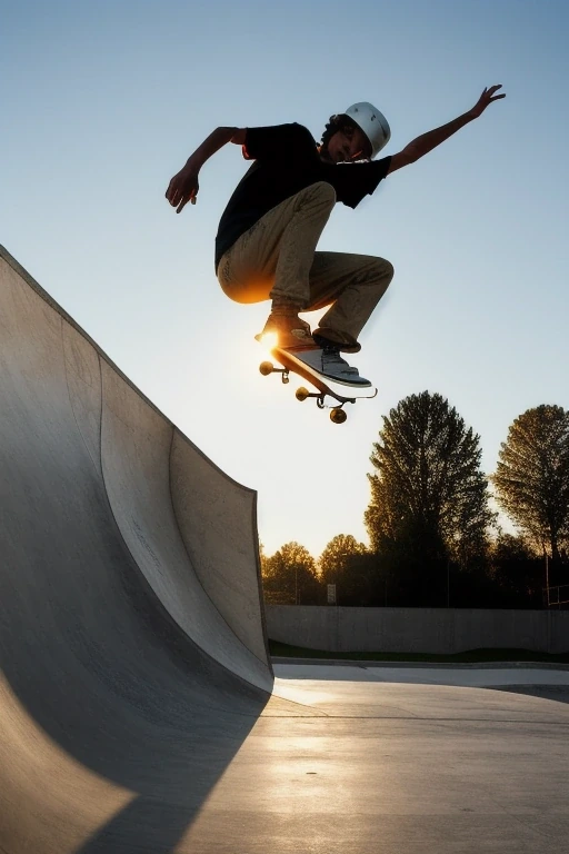 Skateboarder mid-air over a concrete bowl